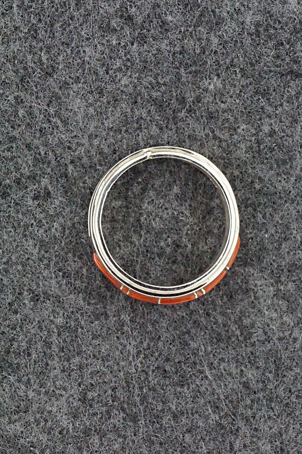 Coral & Sterling Silver Inlay Ring - Wilbert Muskett Jr. - Size 9