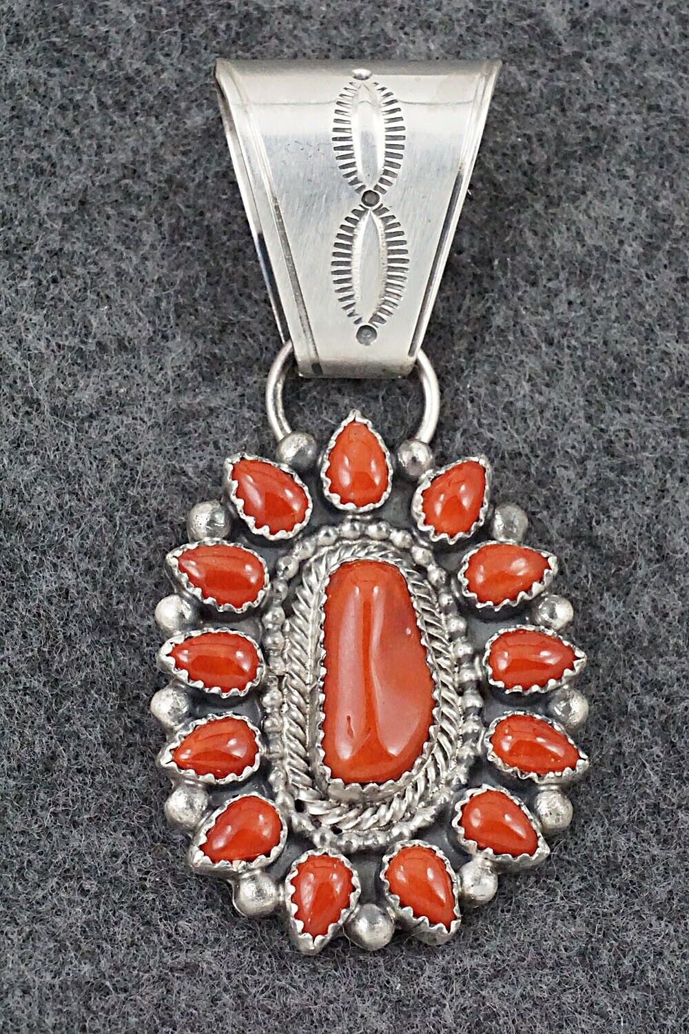 Coral & Sterling Silver Pendant - Tom Lewis