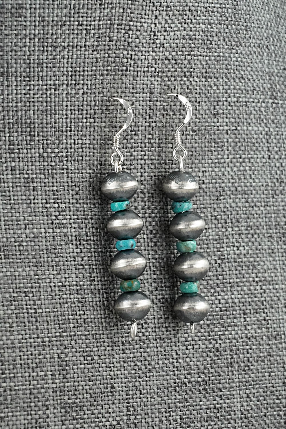 Turquoise & Sterling Silver Navajo Pearl Earrings - Tonisha Haley