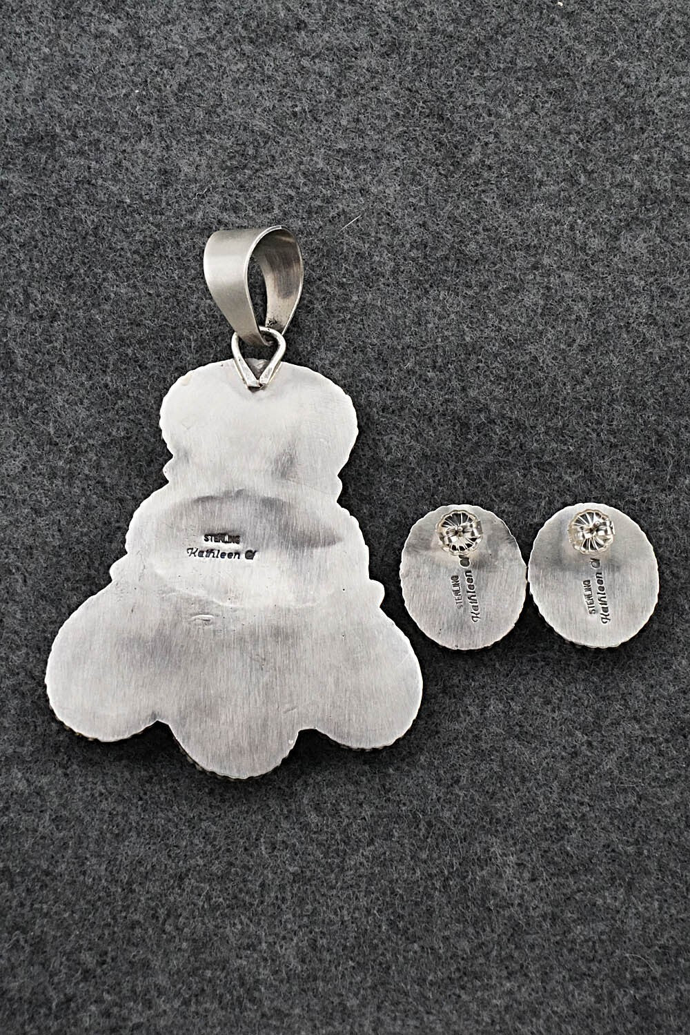 Turquoise & Sterling Silver Pendant and Earrings Set - Kathleen Chavez