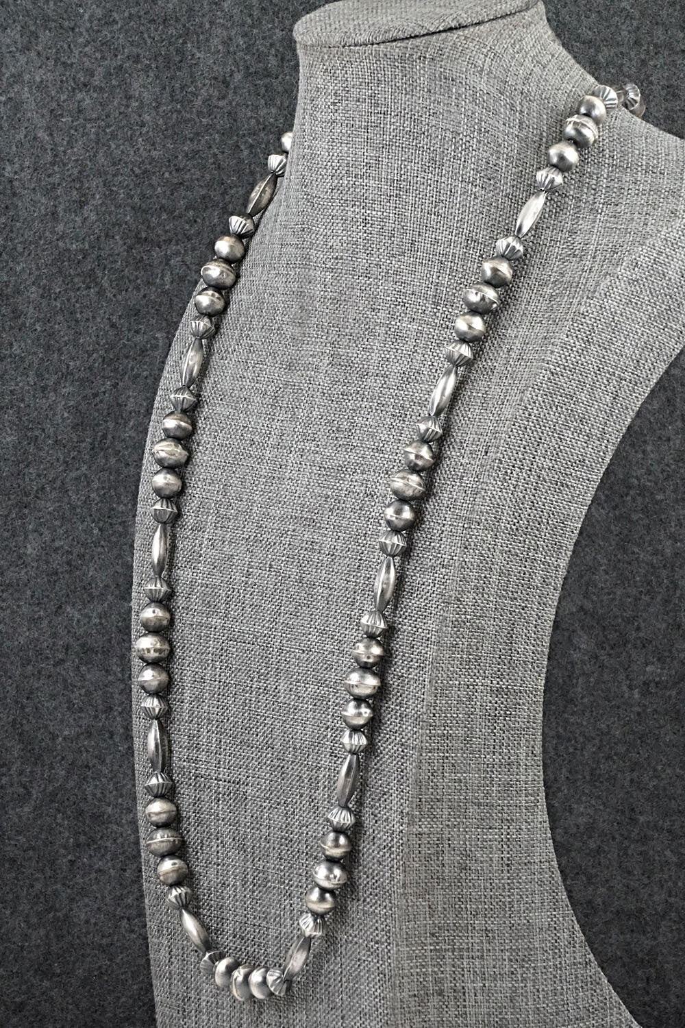 Sterling Silver Navajo Pearl Necklace 26" - Vintage