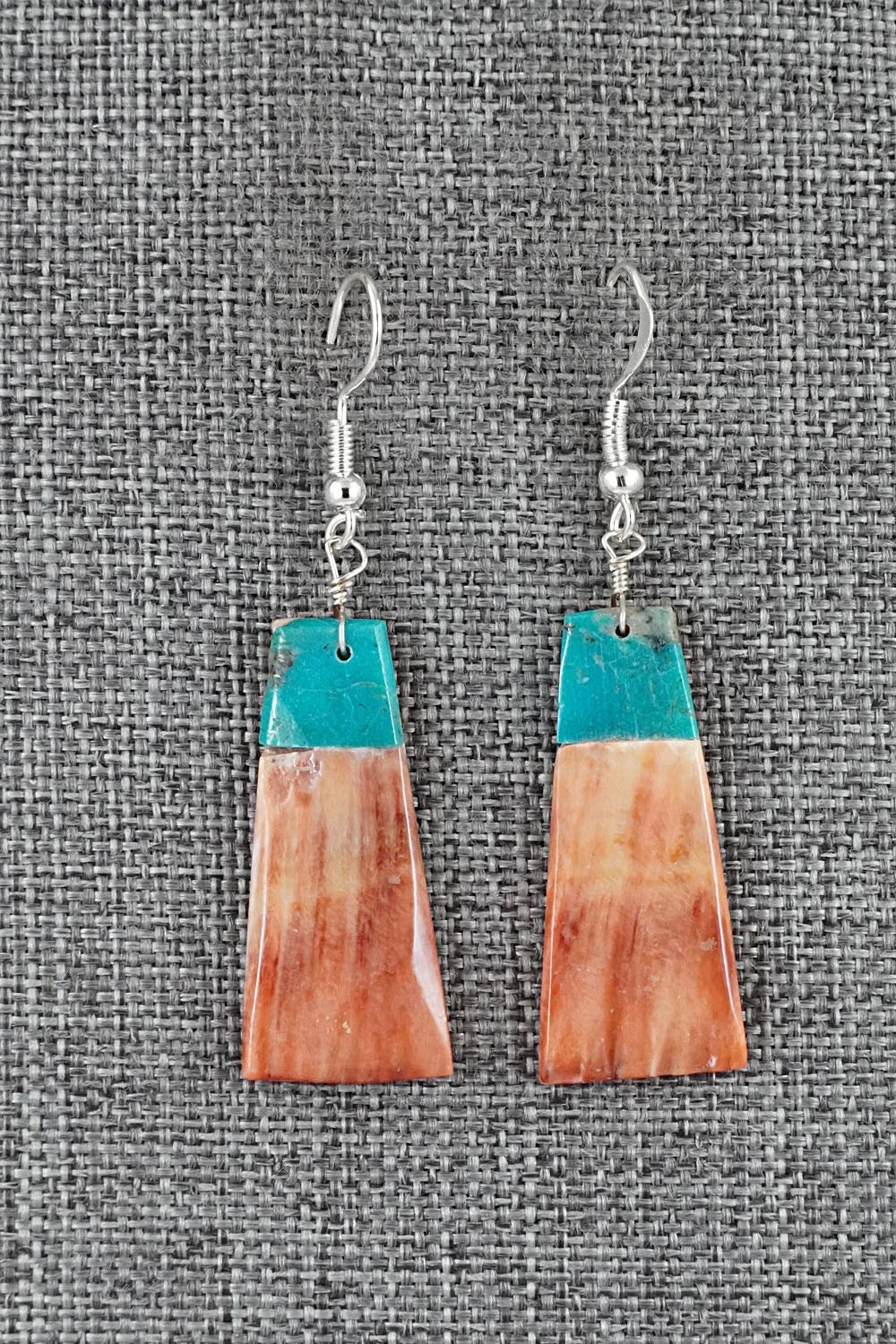Spiny Oyster, Turquoise & Sterling Silver Earrings - Louise Pete