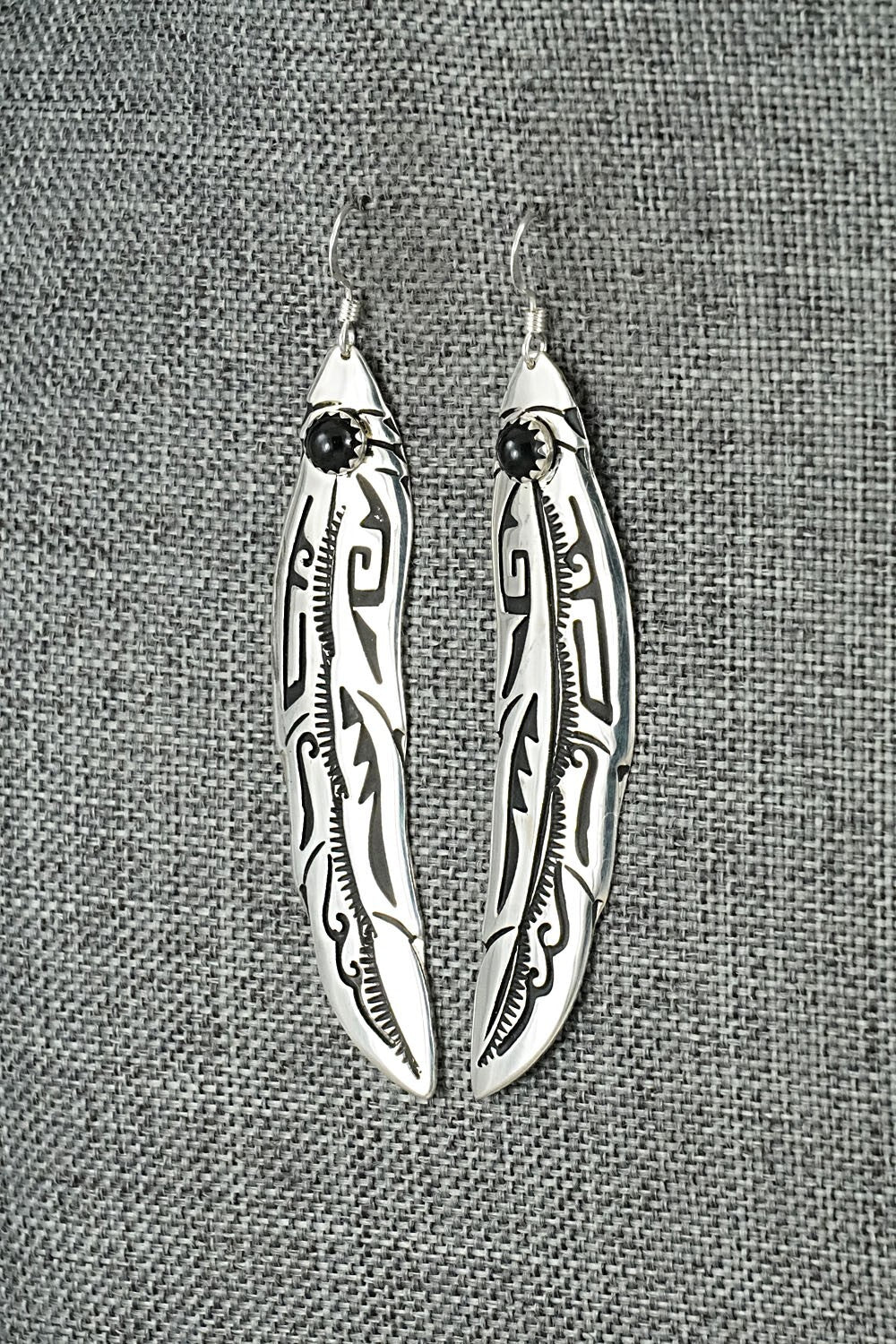 Onyx & Sterling Silver Earrings - Rosita Singer