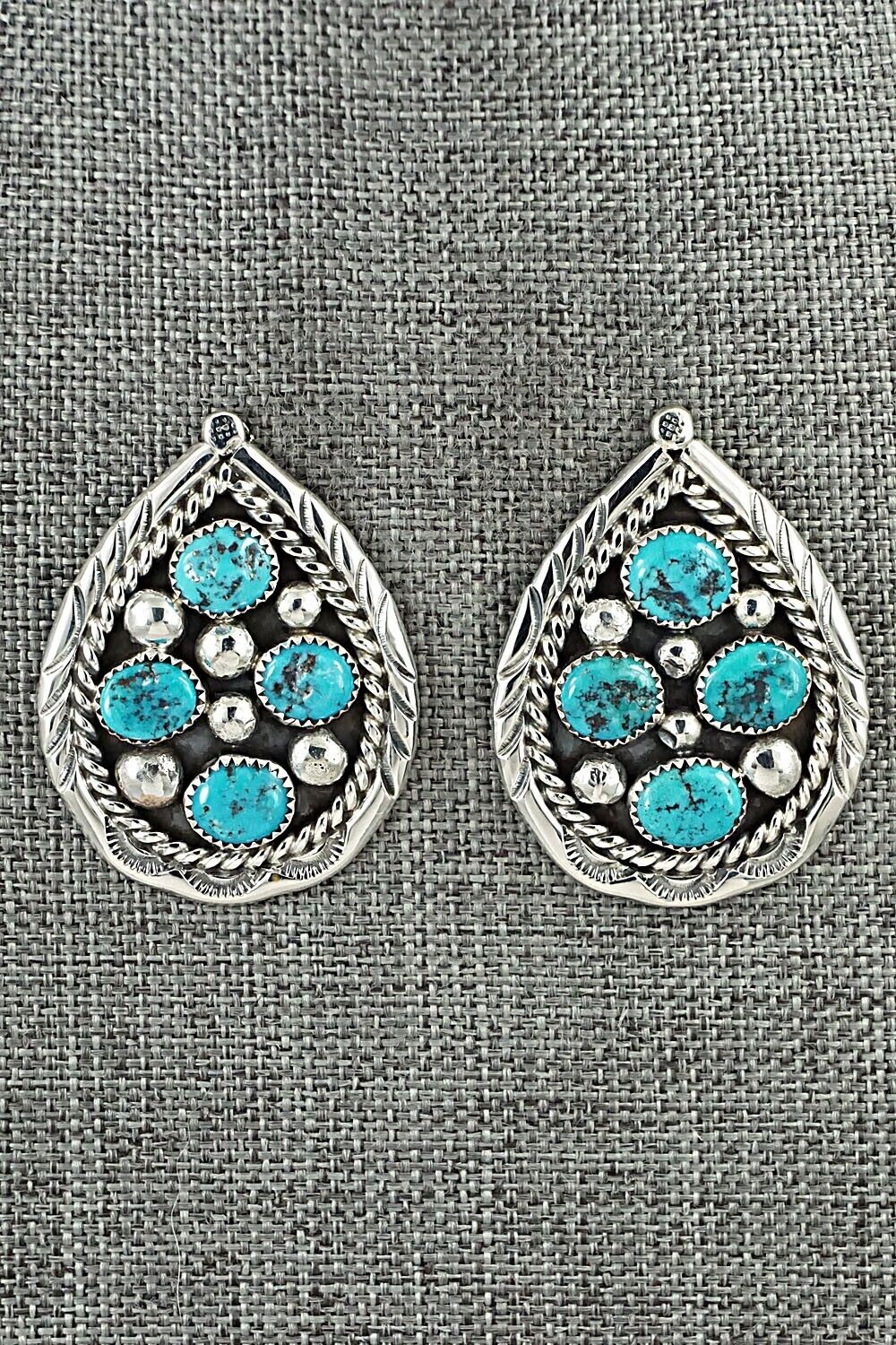 Turquoise & Sterling Silver Earrings - Chester Charley