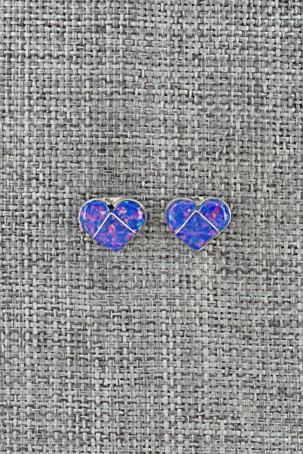 Opalite & Sterling Silver Inlay Earrings - Linda Chavez