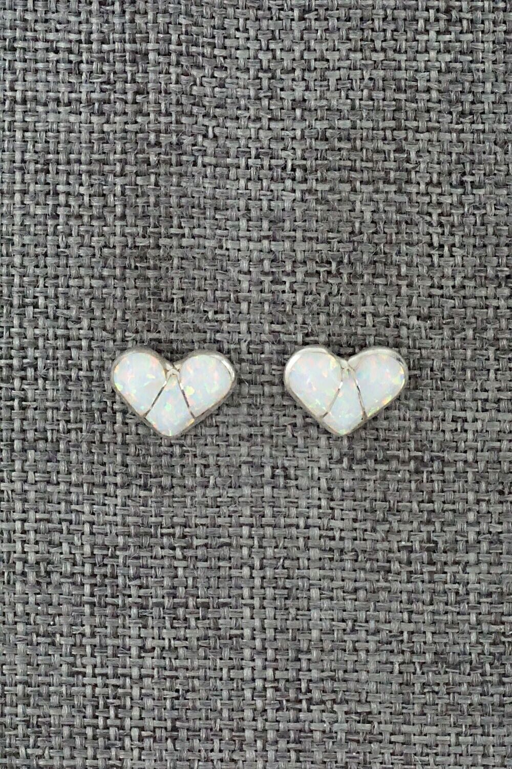 Opalite & Sterling Silver Inlay Earrings - Jolena Haskie