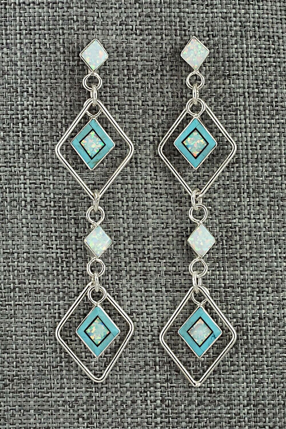 Opalite, Turquoise & Sterling Silver Earrings - Willis Kylestewa