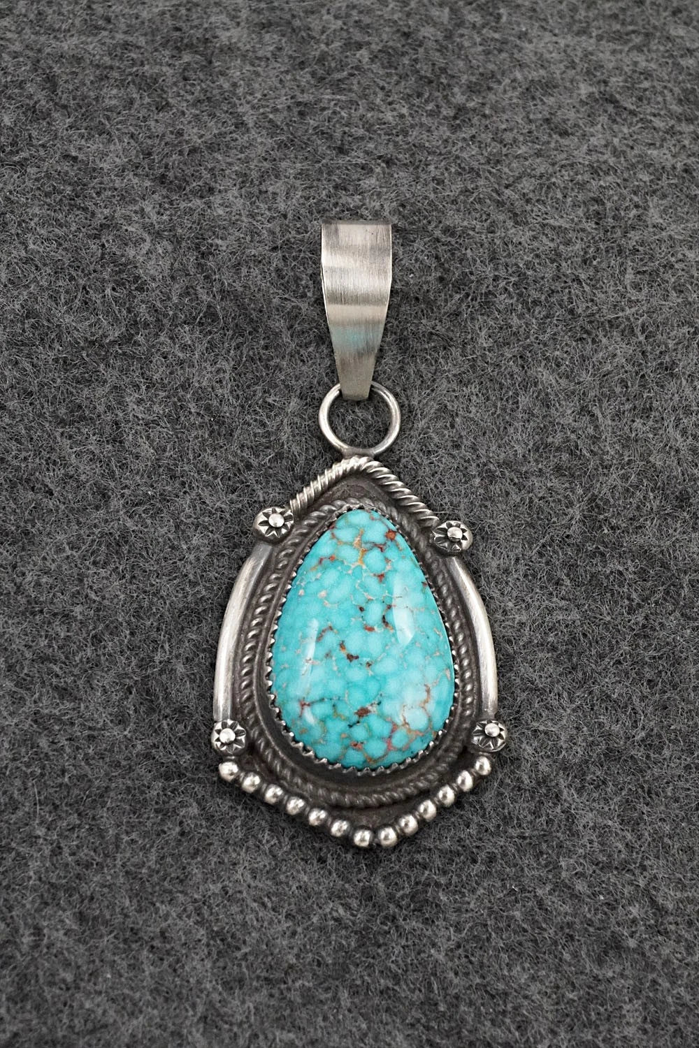 Turquoise & Sterling Silver Pendant - Leslie Nez