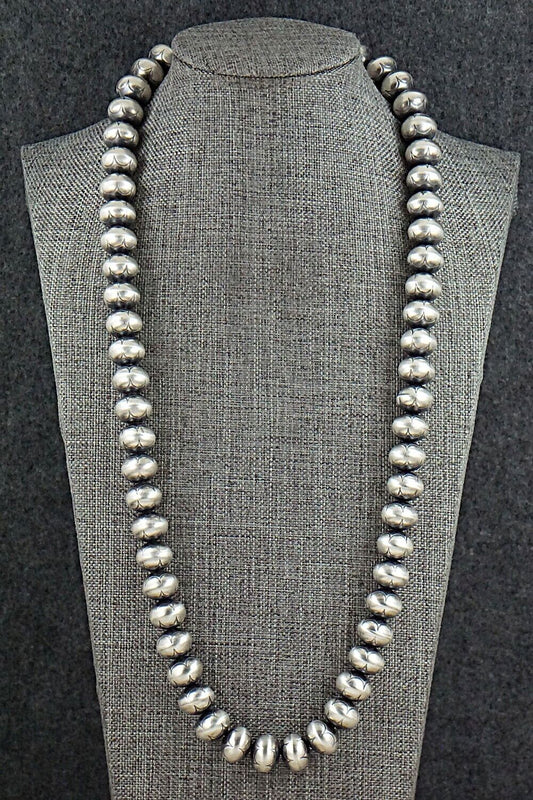 Sterling Silver Navajo Pearl Necklace 24" - Dorinda Mariano