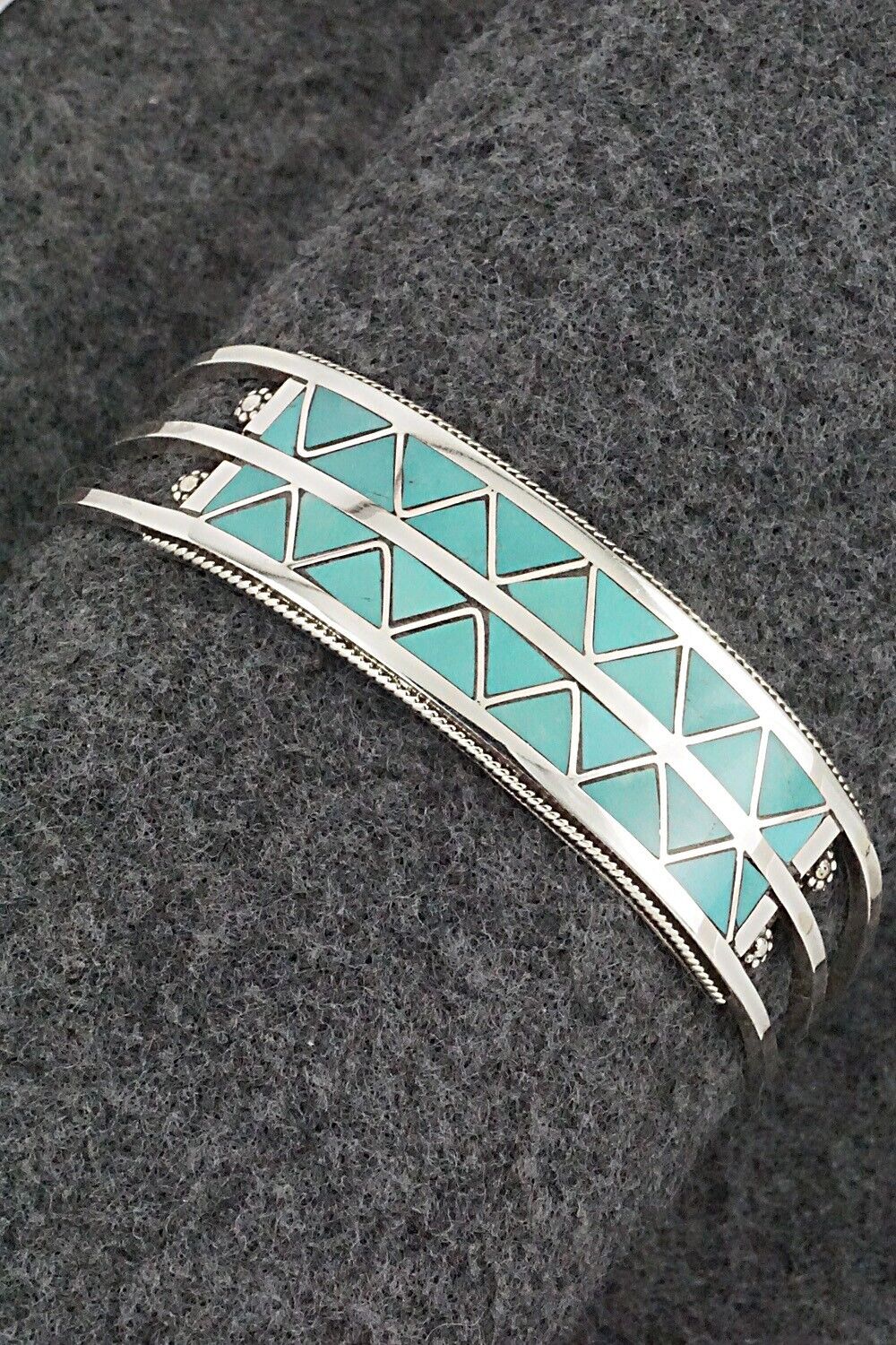 Turquoise & Sterling Silver Inlay Bracelet - Claudine Haloo