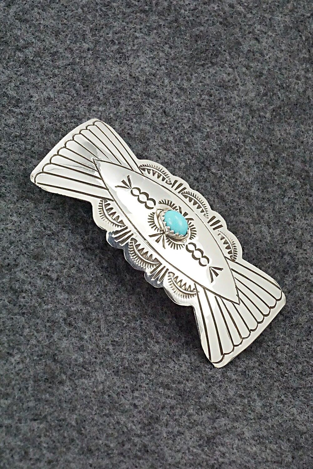 Turquoise & Sterling Silver Hair Barrette - Arlene Soce
