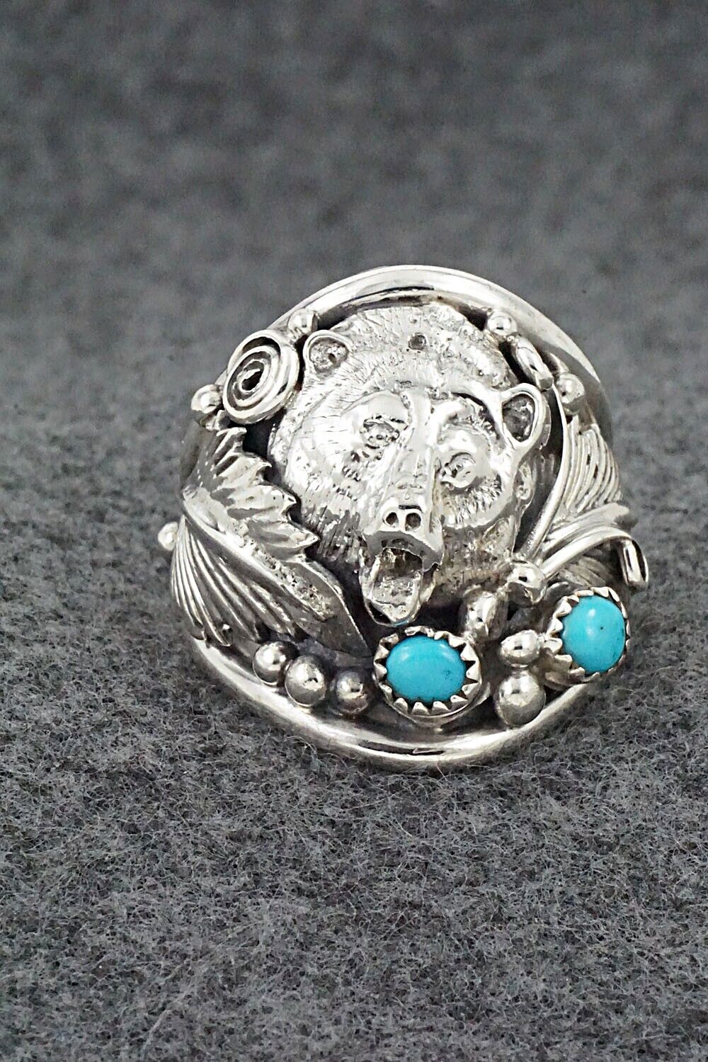 Turquoise & Sterling Silver Ring - Jeannette Saunders - Size 13.5