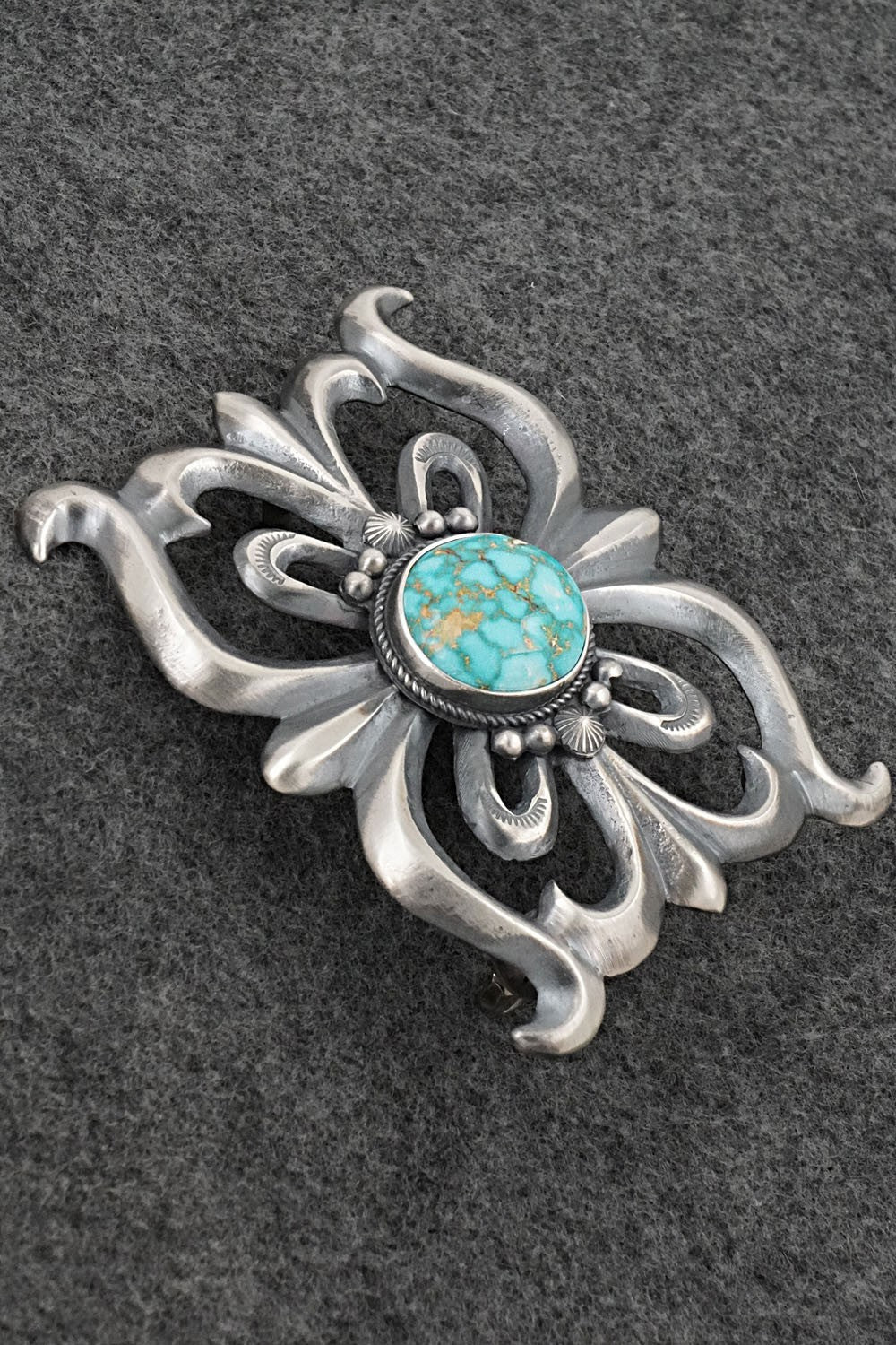 Turquoise & Sterling Silver Belt Buckle - Harrison Bitsue