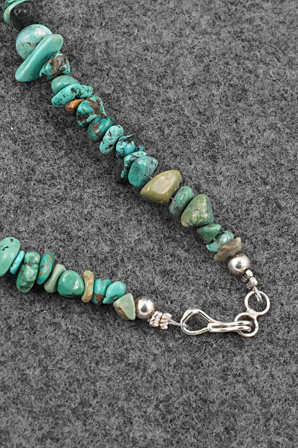 Turquoise & Sterling Silver Necklace 38" - Doreen Jake