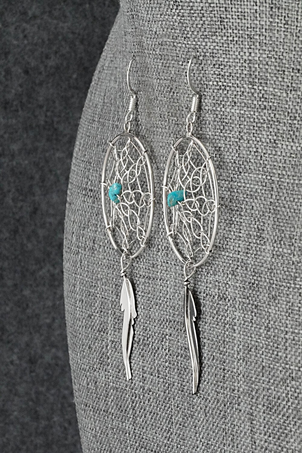 Turquoise & Sterling Silver Earrings - Lorenzo Arviso Jr.