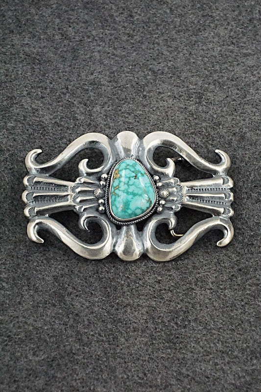 Turquoise & Sterling Silver Belt Buckle - Harrison Bitsue