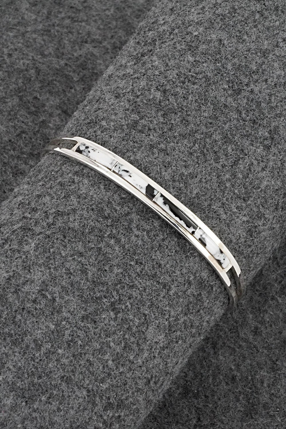 White Buffalo & Sterling Silver Inlay Bracelet - Jamie Johnson