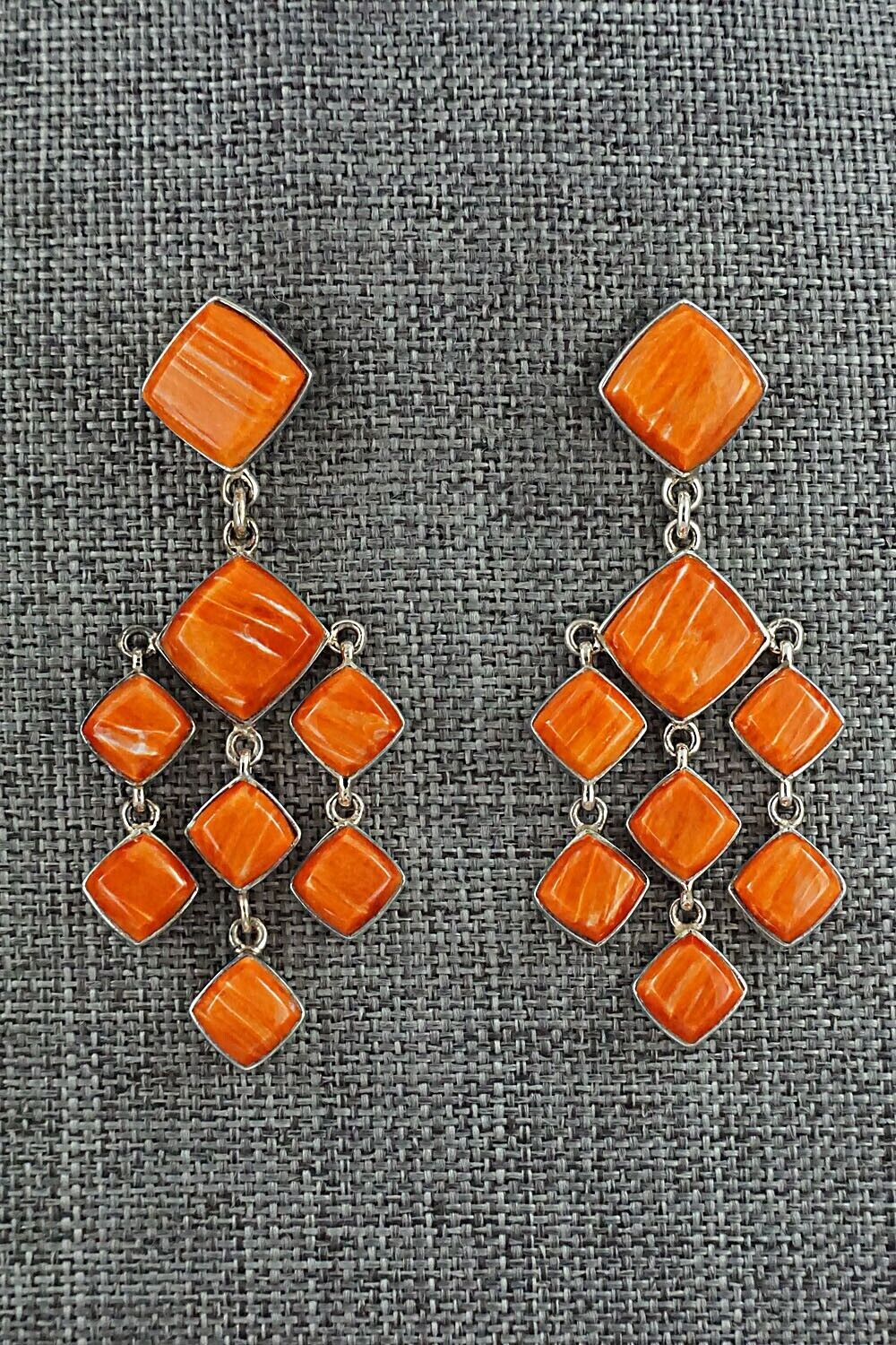 Spiny Oyster & Sterling Silver Earrings - Cathy Webster