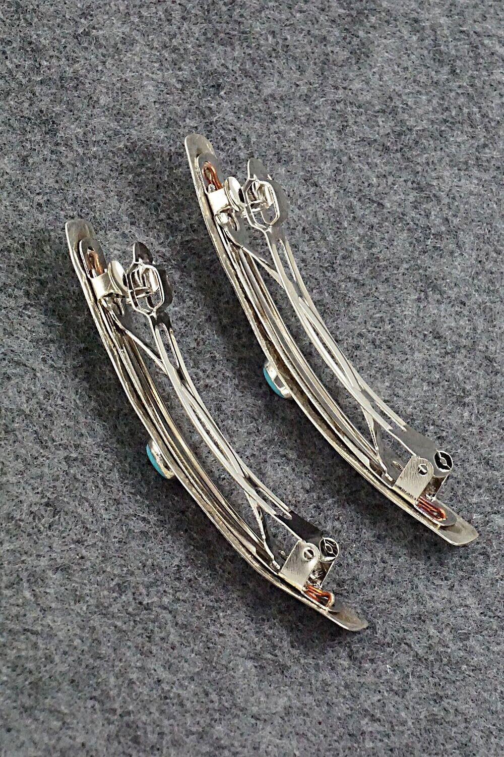 Turquoise & Sterling Silver Hair Barrettes - Jennie Blackgoat