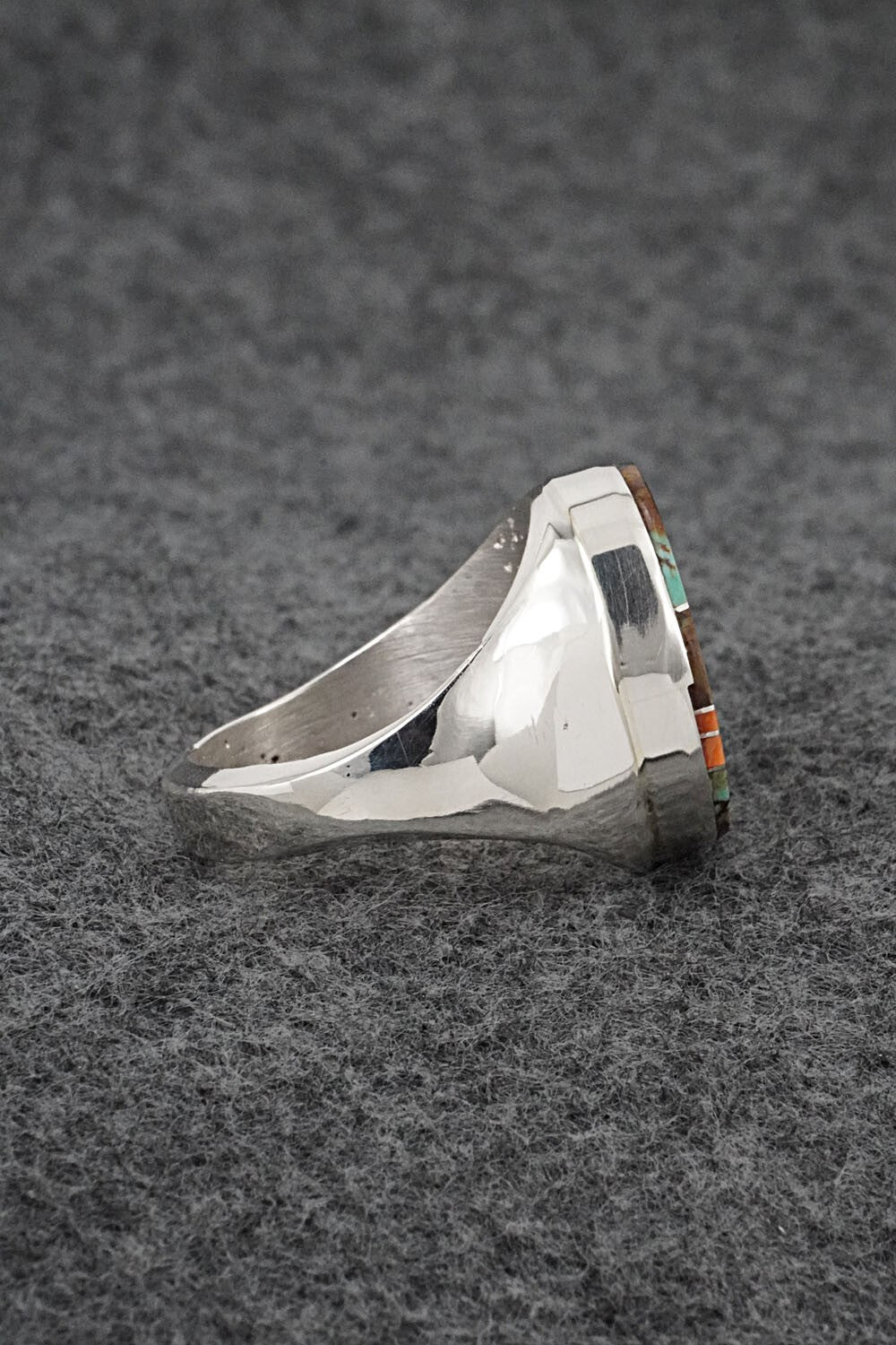 Turquoise, Spiny Oyster & Sterling Silver Ring - Wilbert Gray - Size 11.5