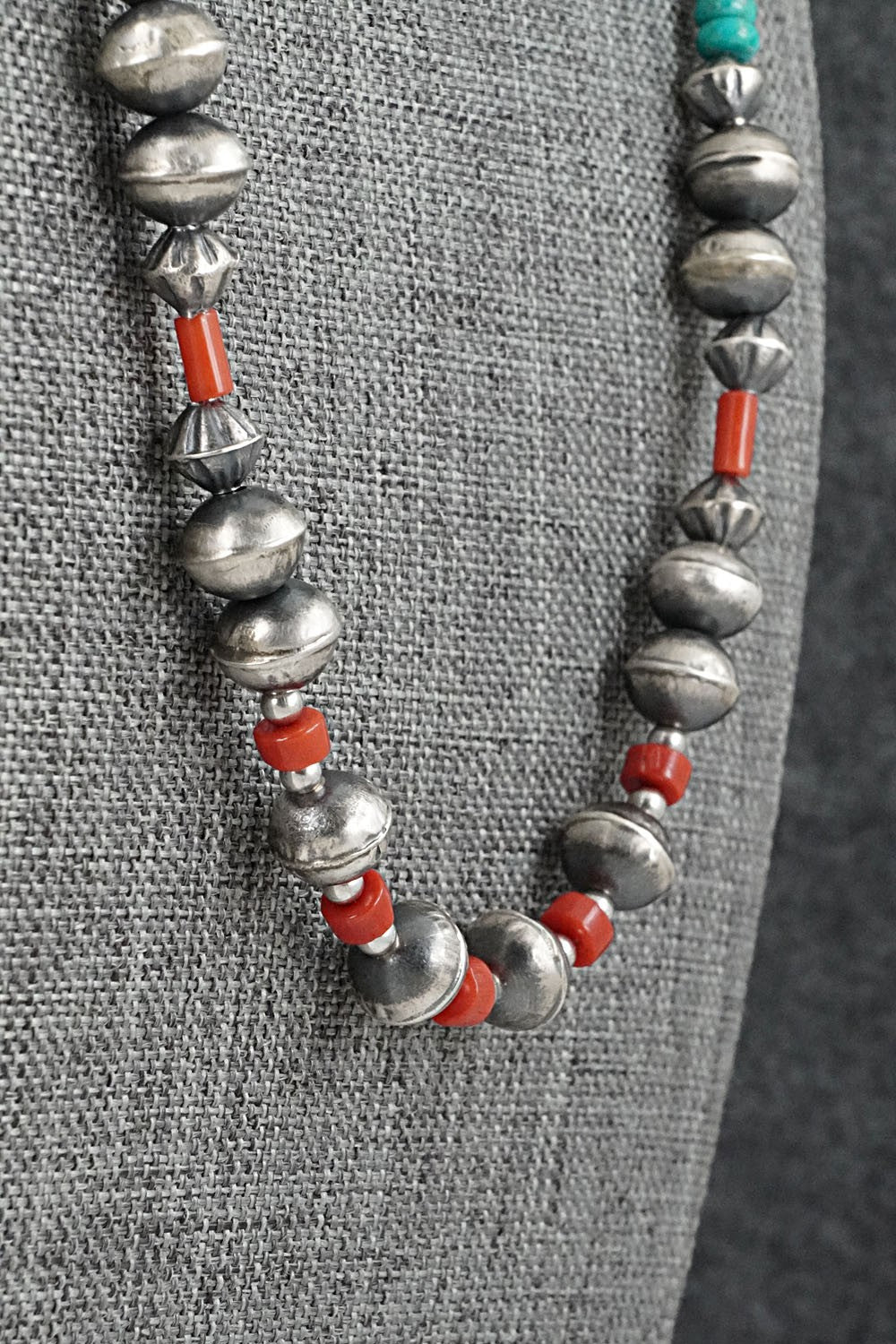Multi-Stone & Sterling Silver Navajo Pearl Necklace 20" - Vintage