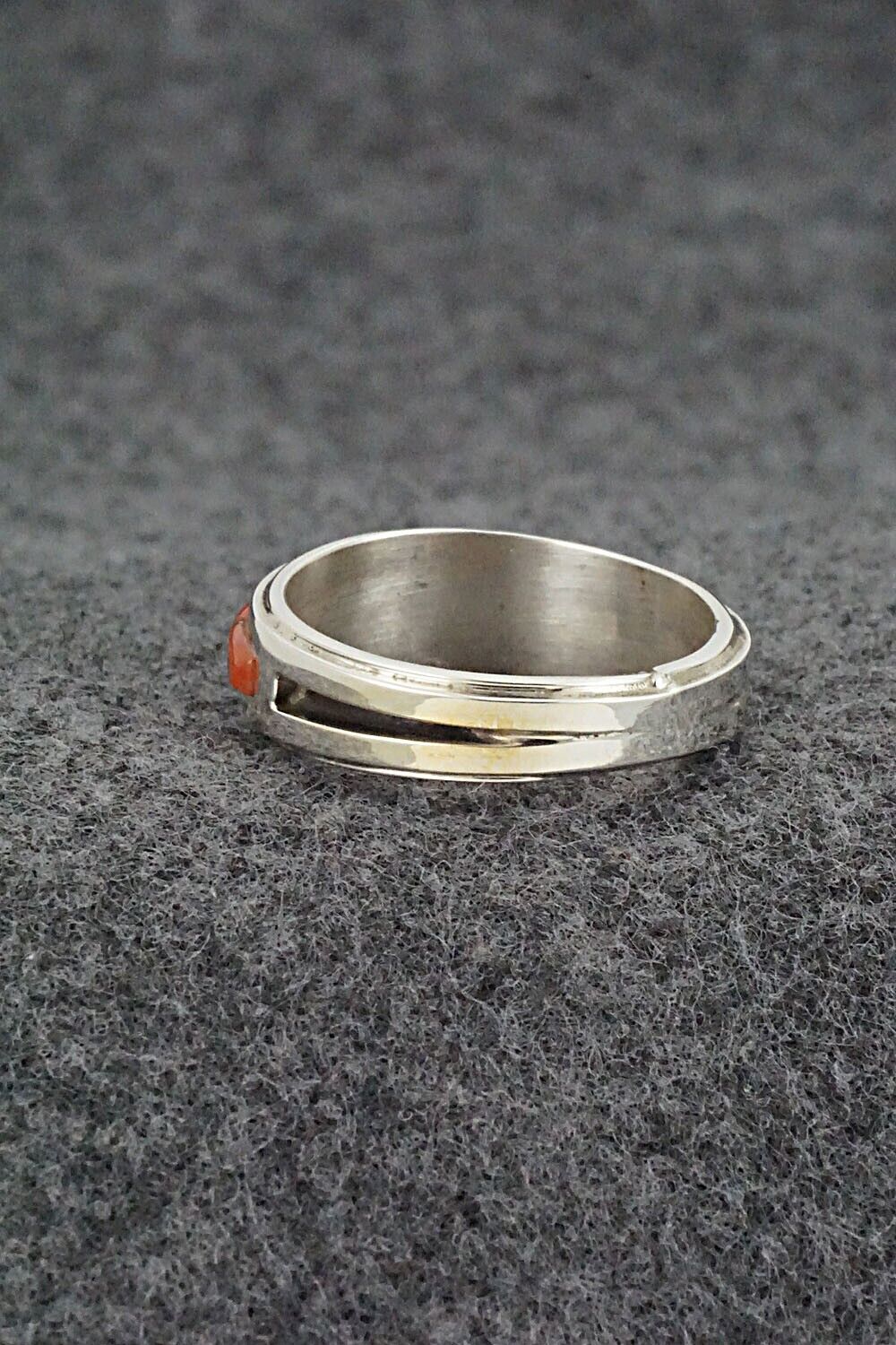 Coral & Sterling Silver Inlay Ring - Wilbert Muskett Jr. - Size 9
