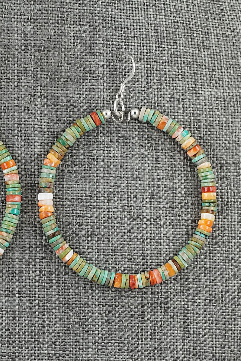 Turquoise, Spiny Oyster & Sterling Silver Earrings - Doreen Jake
