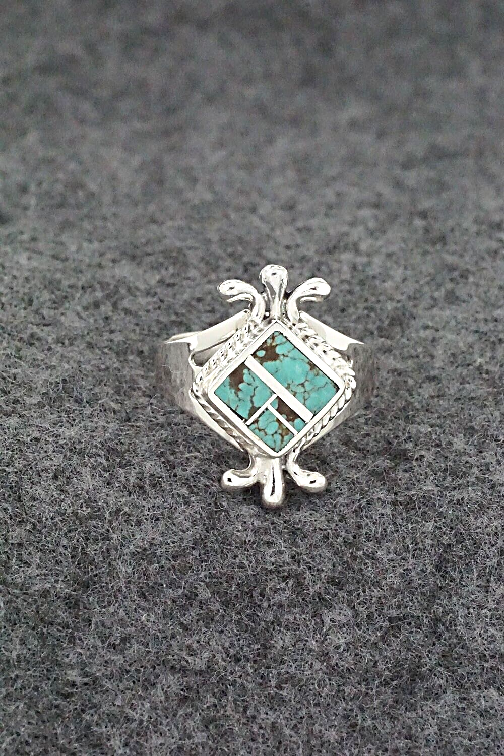 Turquoise & Sterling Silver Inlay Ring - James Manygoats - Size 8