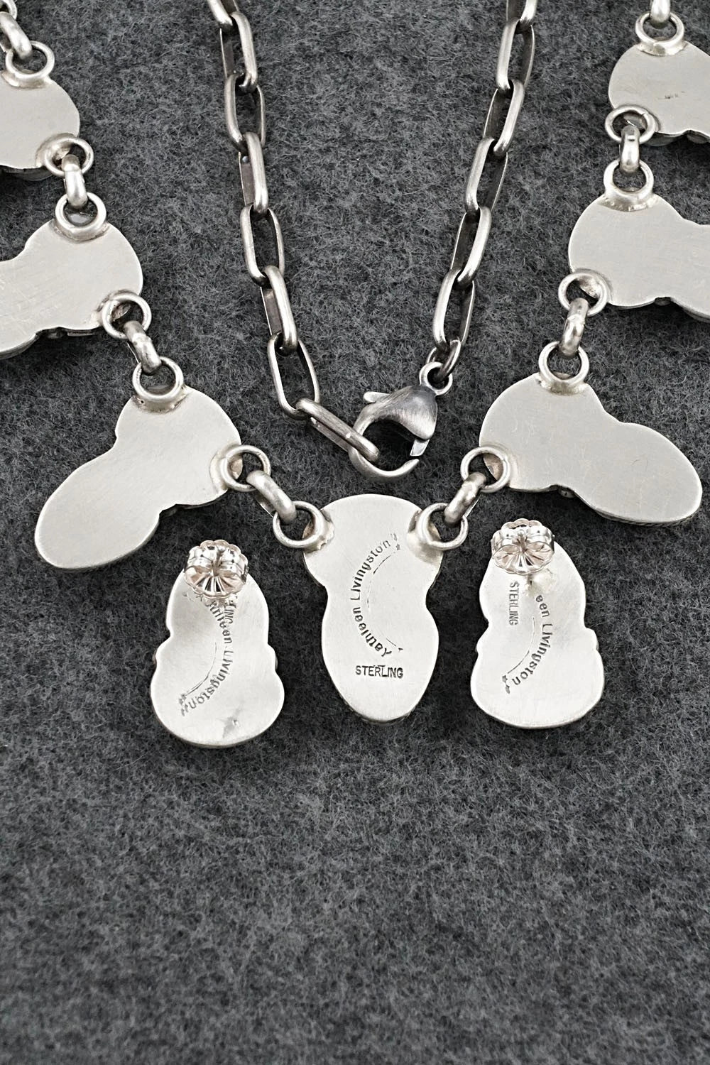 Turquoise & Sterling Silver Necklace and Earrings Set - Kathleen Livingston