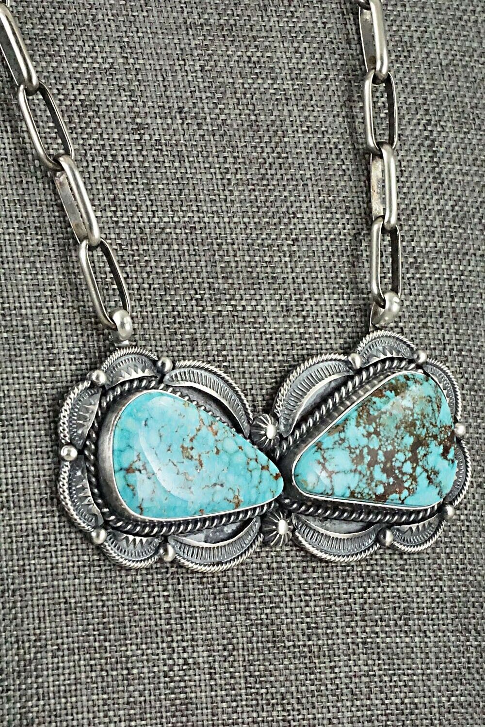 Turquoise & Sterling Silver Necklace - Raymond Delgarito
