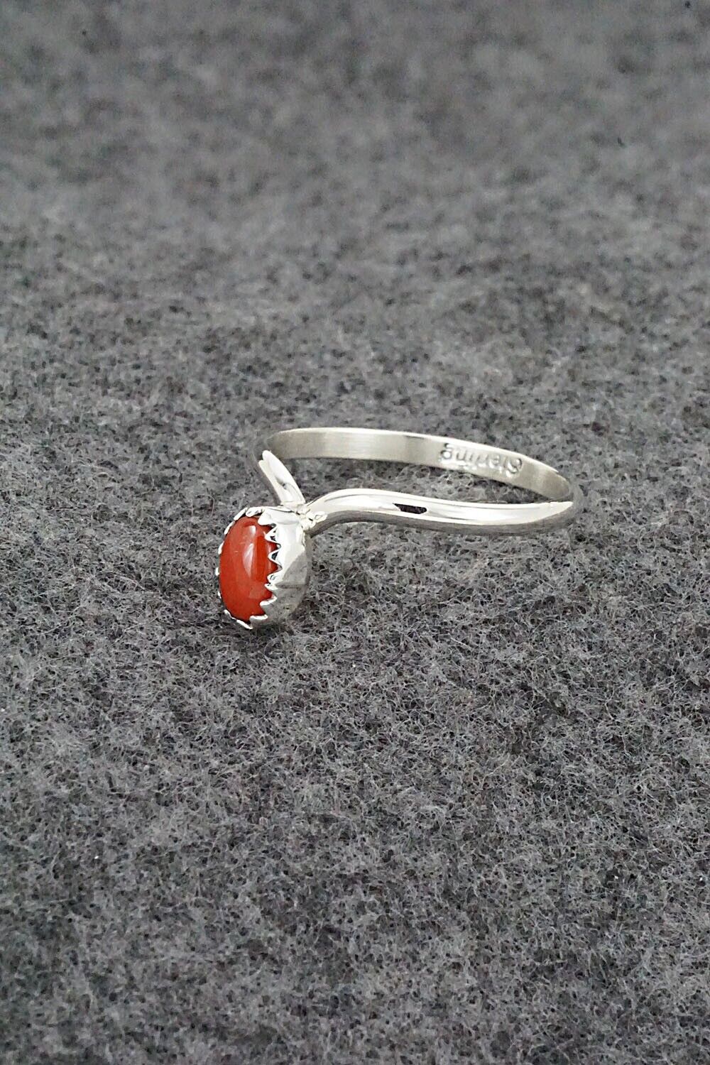 Coral & Sterling Silver Ring - Hiram Largo - Size 9.25