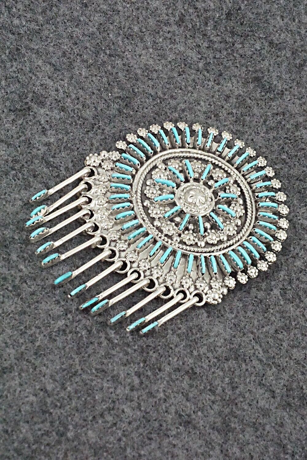 Turquoise & Sterling Silver Pendant/Pin - Kevin Leekity