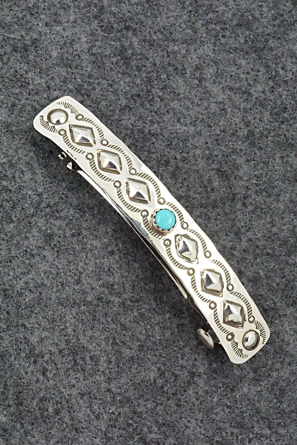 Turquoise & Sterling Silver Hair Barrette - Jennie Blackgoat