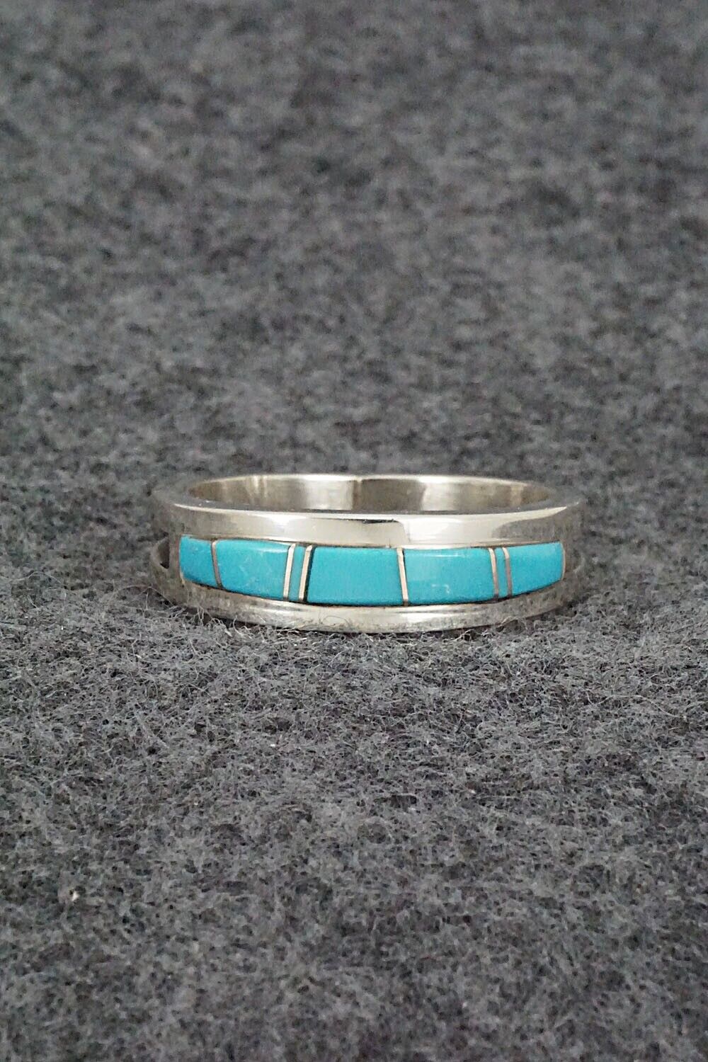 Turquoise & Sterling Silver Inlay Ring - Wilbert Muskett Jr. - Size 11.5