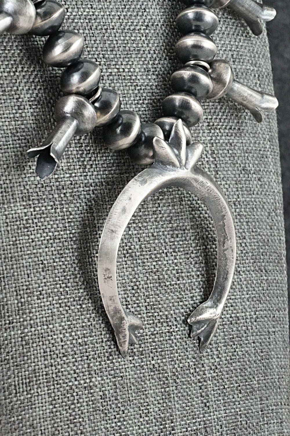 Sterling Silver Navajo Pearl Squash Blossom Necklace - Presley Haley
