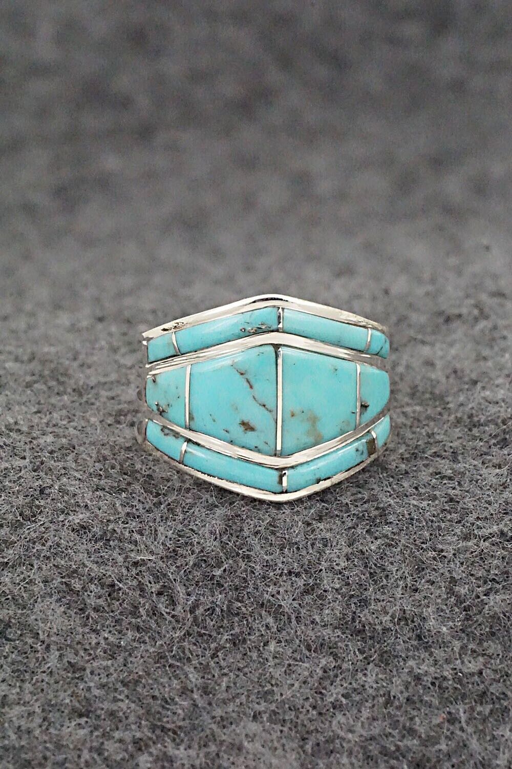 Turquoise & Sterling Silver Ring - Andrew Enrico - Size 8.5