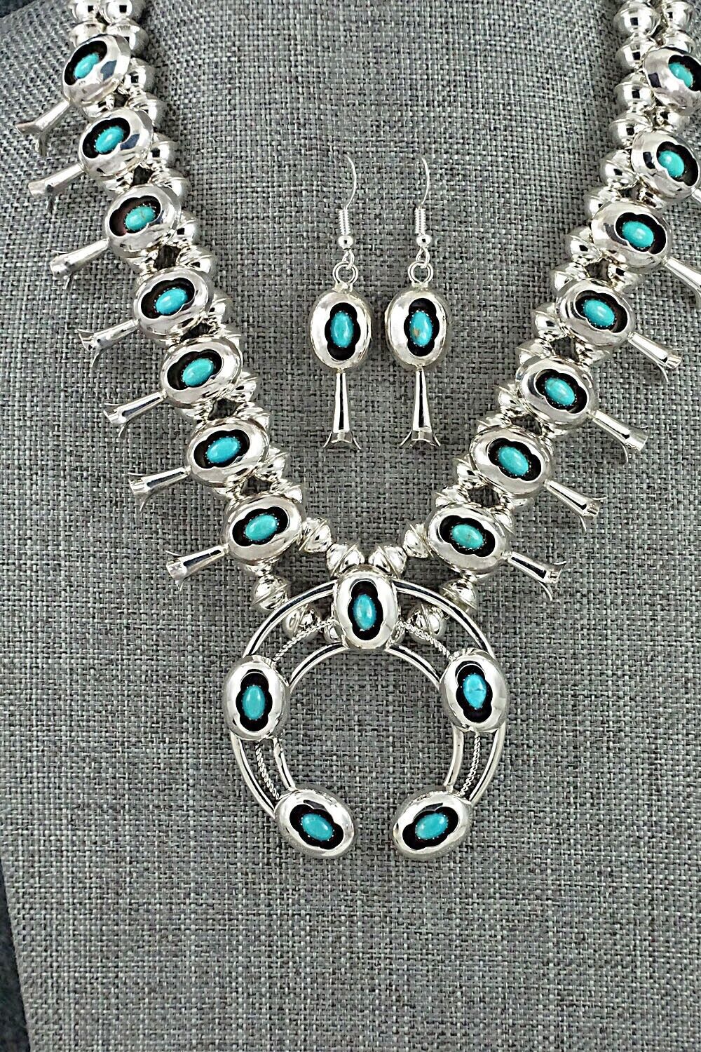 Turquoise & Sterling Silver Squash Blossom Set - Phil Garcia