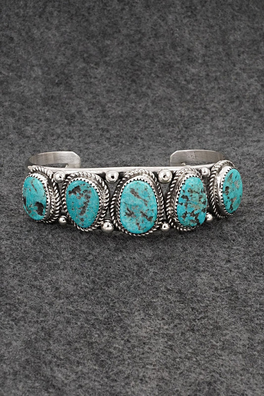 Turquoise & Sterling Silver Bracelet - Leslie Nez