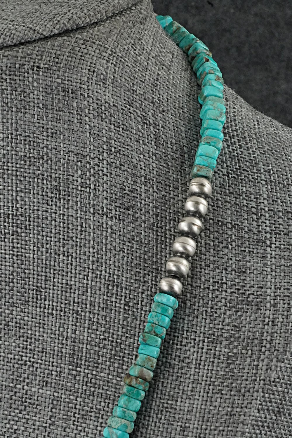 Turquoise & Sterling Silver Necklace 20" - Doreen Jake