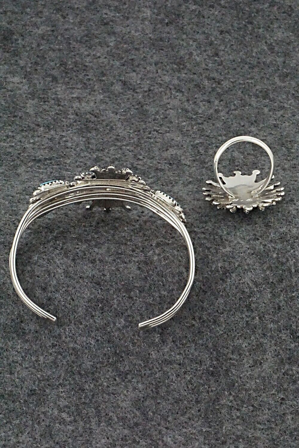 Turquoise & Sterling Silver Bracelet and Ring - Jack Etsate