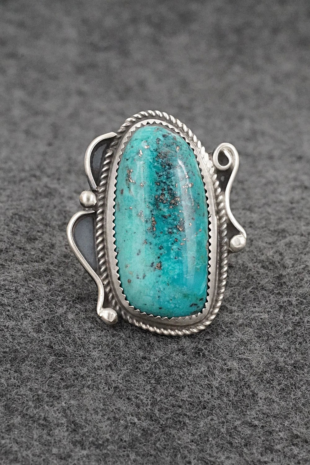 Turquoise & Sterling Silver Ring - Leslie Nez - Size 8
