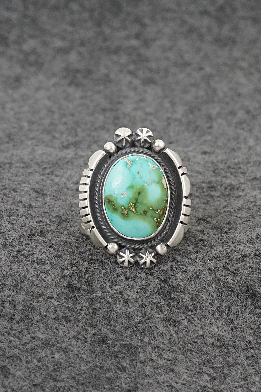 Turquoise & Sterling Silver Ring - Samuel Yellowhair - Size 7.5