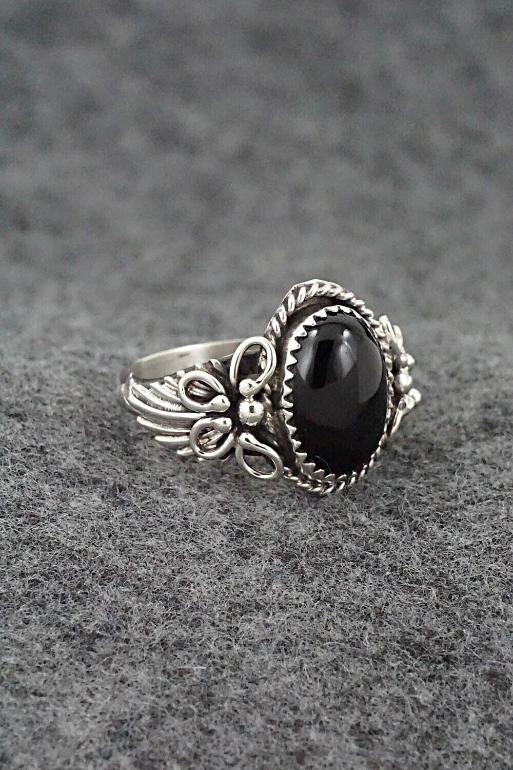 Onyx & Sterling Silver Ring - Jeannette Saunders - Size 10.75