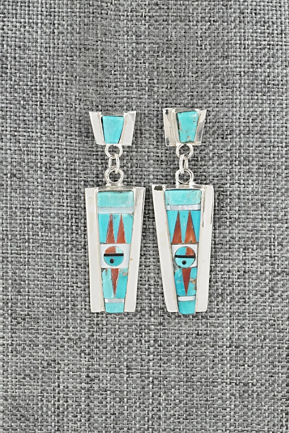 Multi-Stone & Sterling Silver Inlay Earrings - Rayland Edaakie