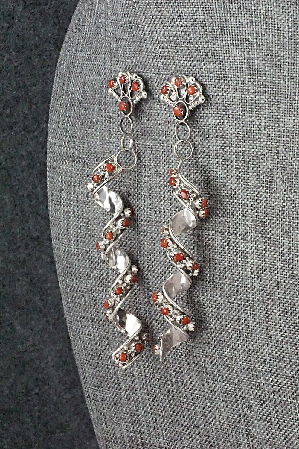 Coral & Sterling Silver Earrings - Joanne Cheama