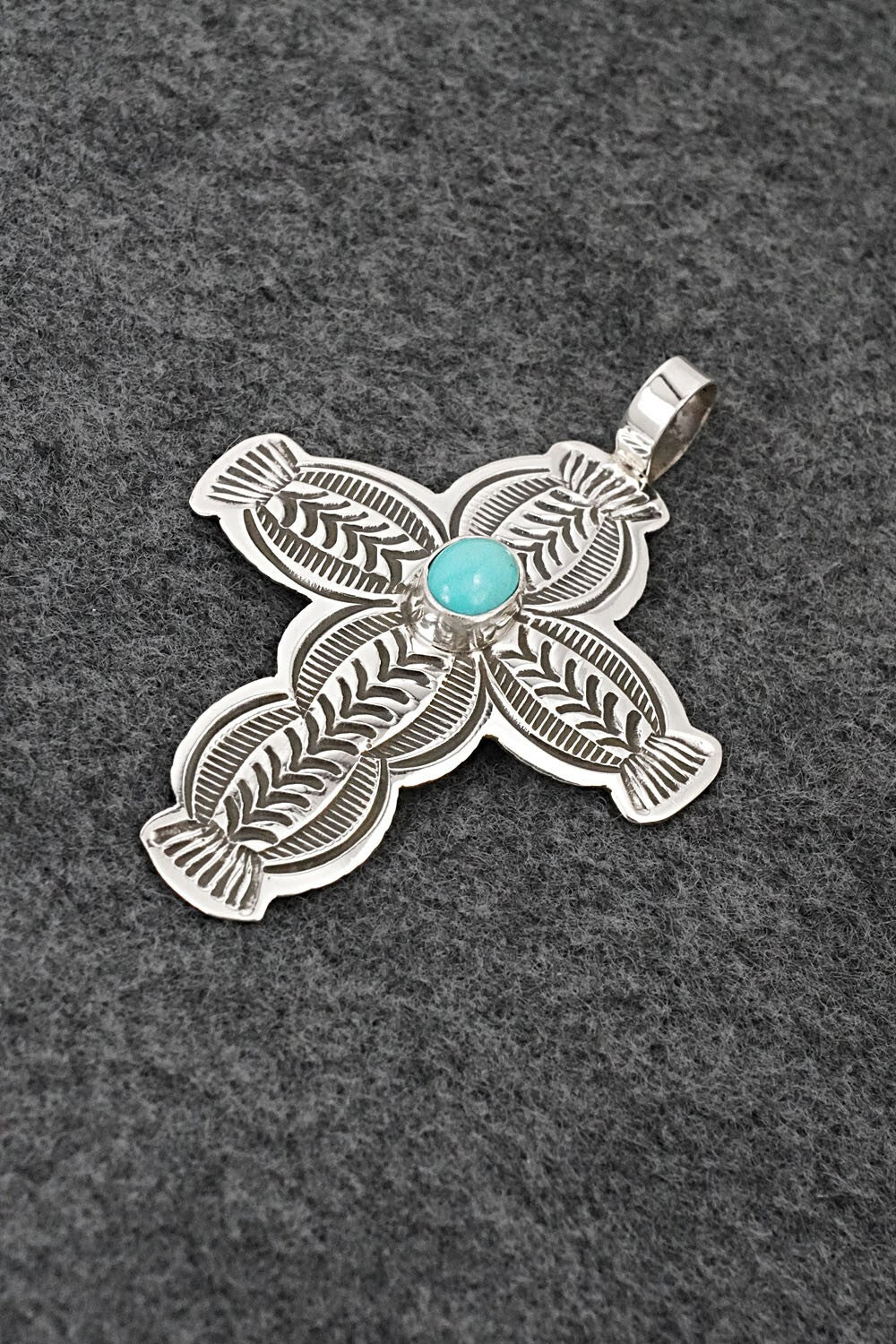 Turquoise & Sterling Silver Pendant - Arnold Blackgoat