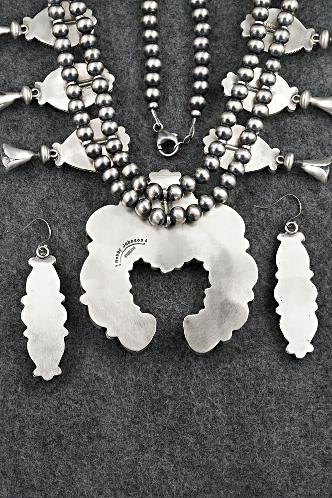 Turquoise & Sterling Silver Squash Blossom Set - Bobby Johnson