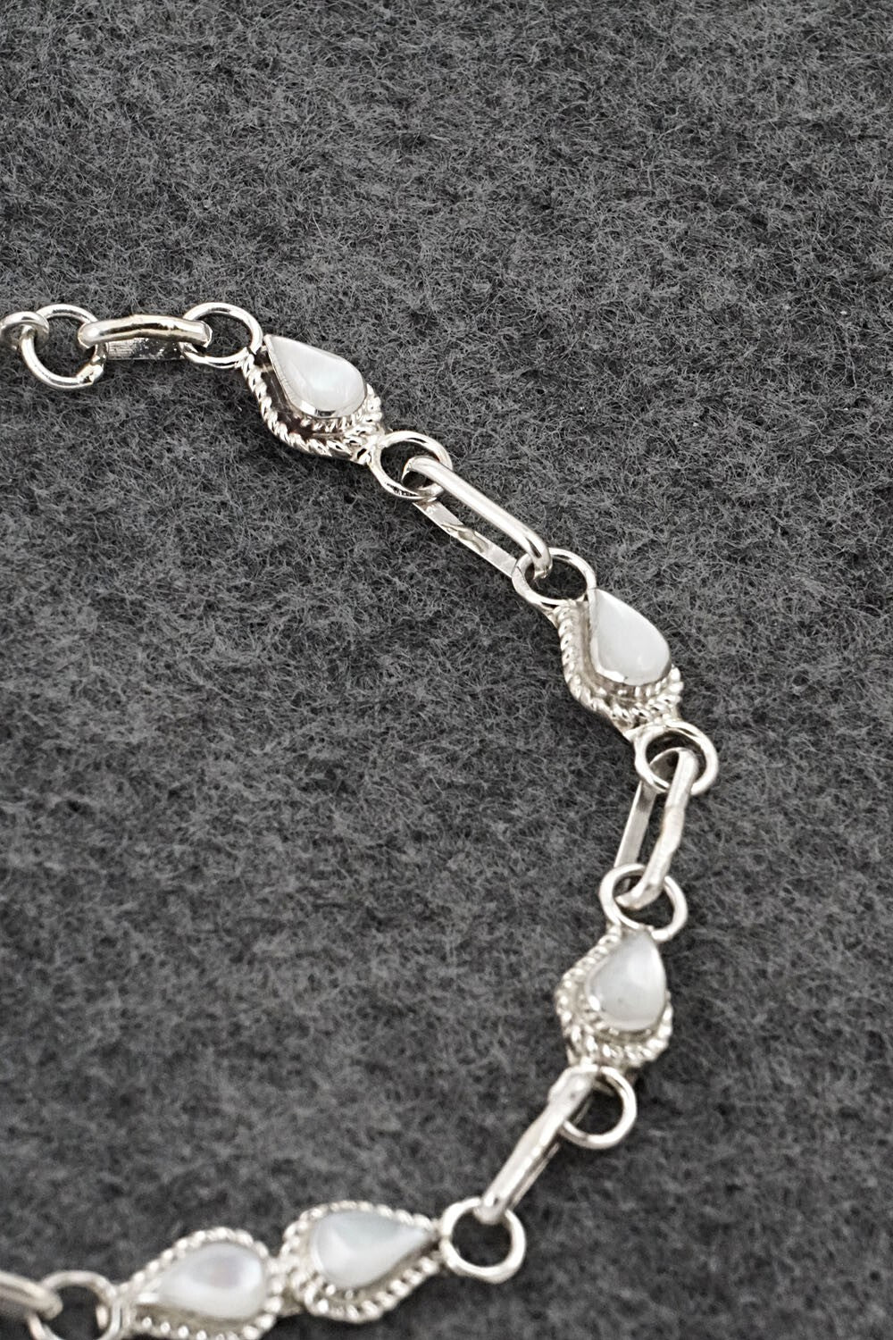 Mother of Pearl & Sterling Silver Link Bracelet - Carol Lateyice