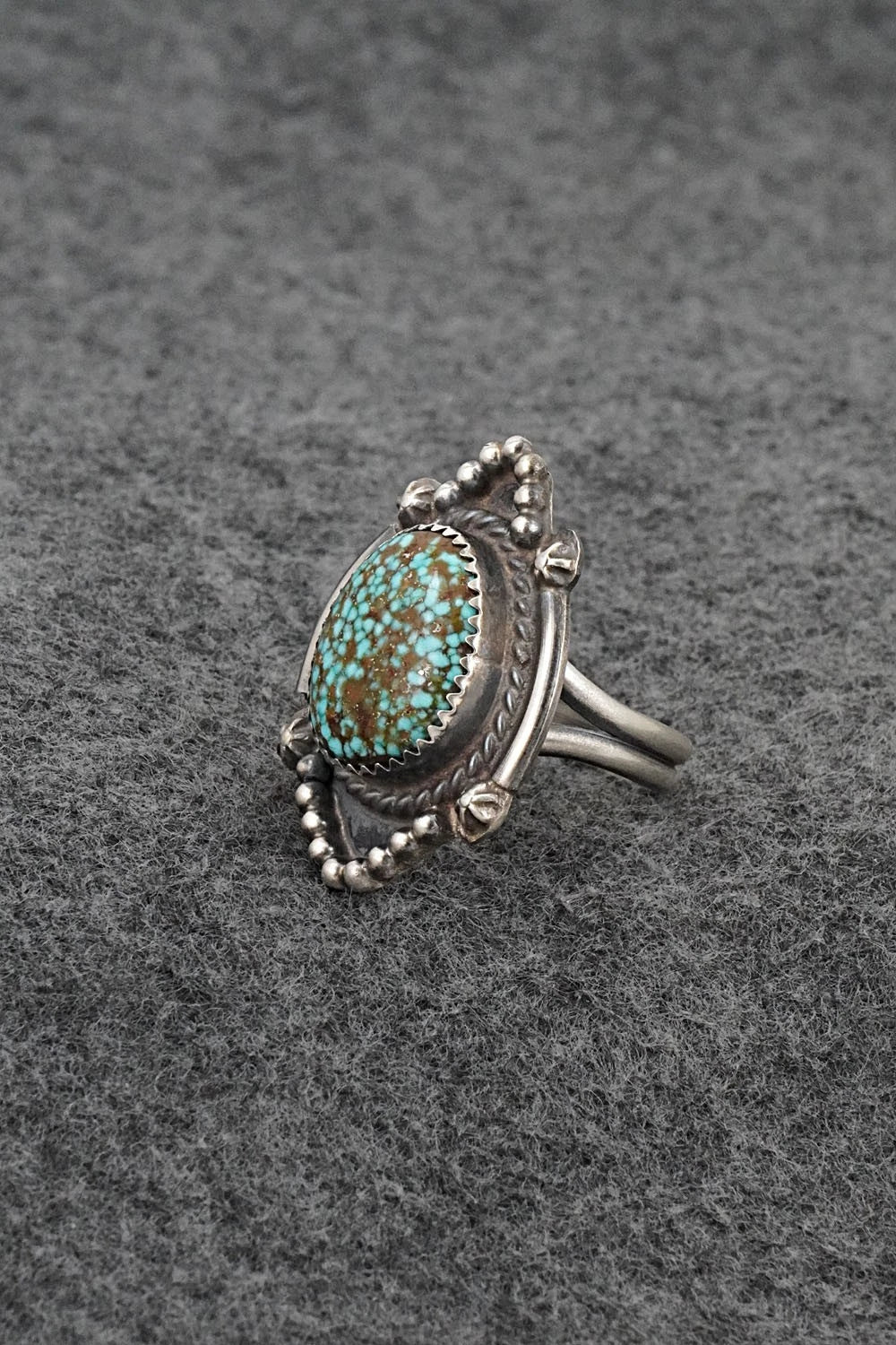 Turquoise & Sterling Silver Ring - Leslie Nez - Size 7