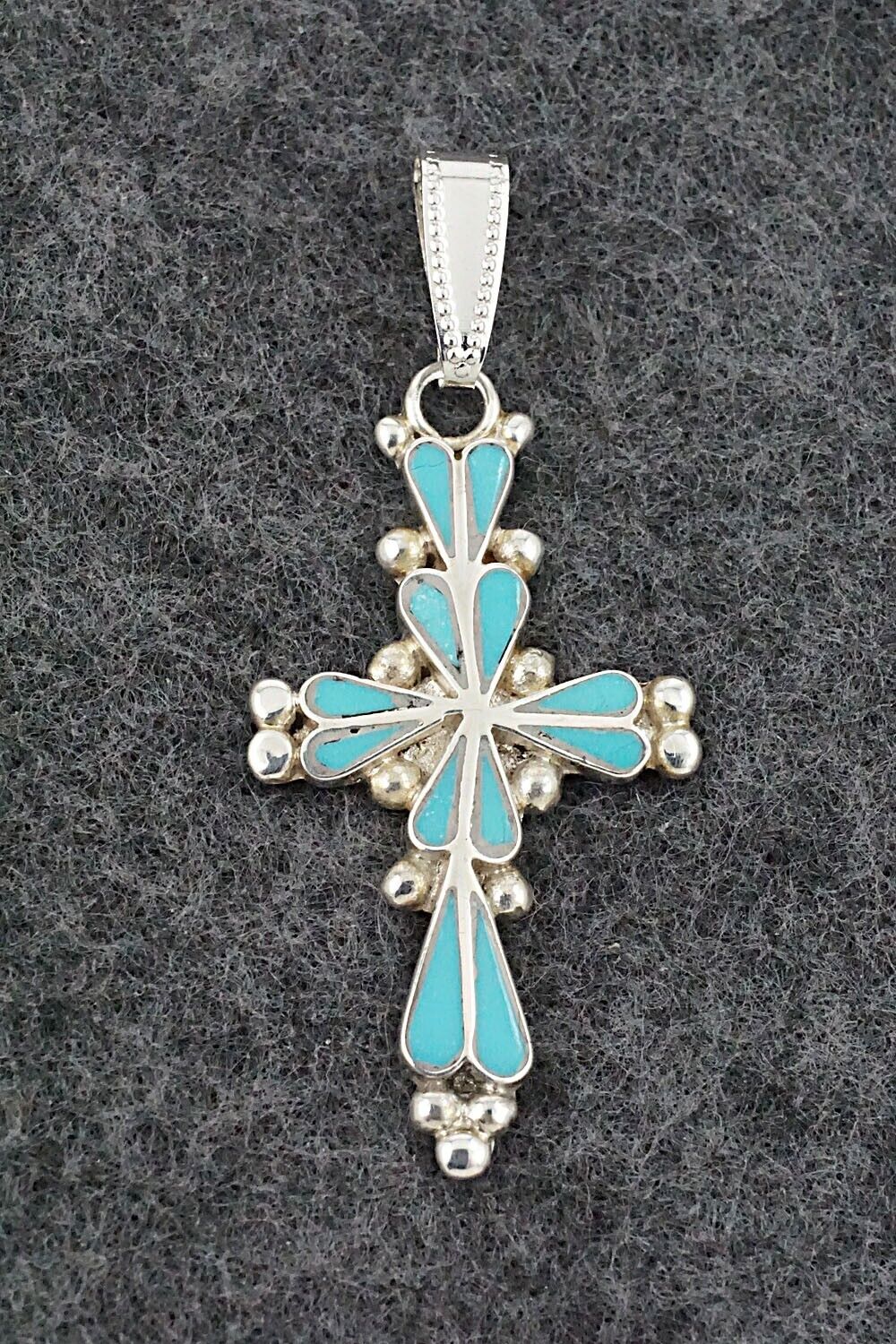 Turquoise & Sterling Silver Pendant - Florabelle Shebola